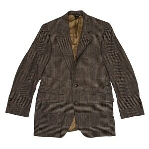 vintage Bill Blass Blazer Jacket Men's 40" Brown Glen Plaid Tweed Wool USA